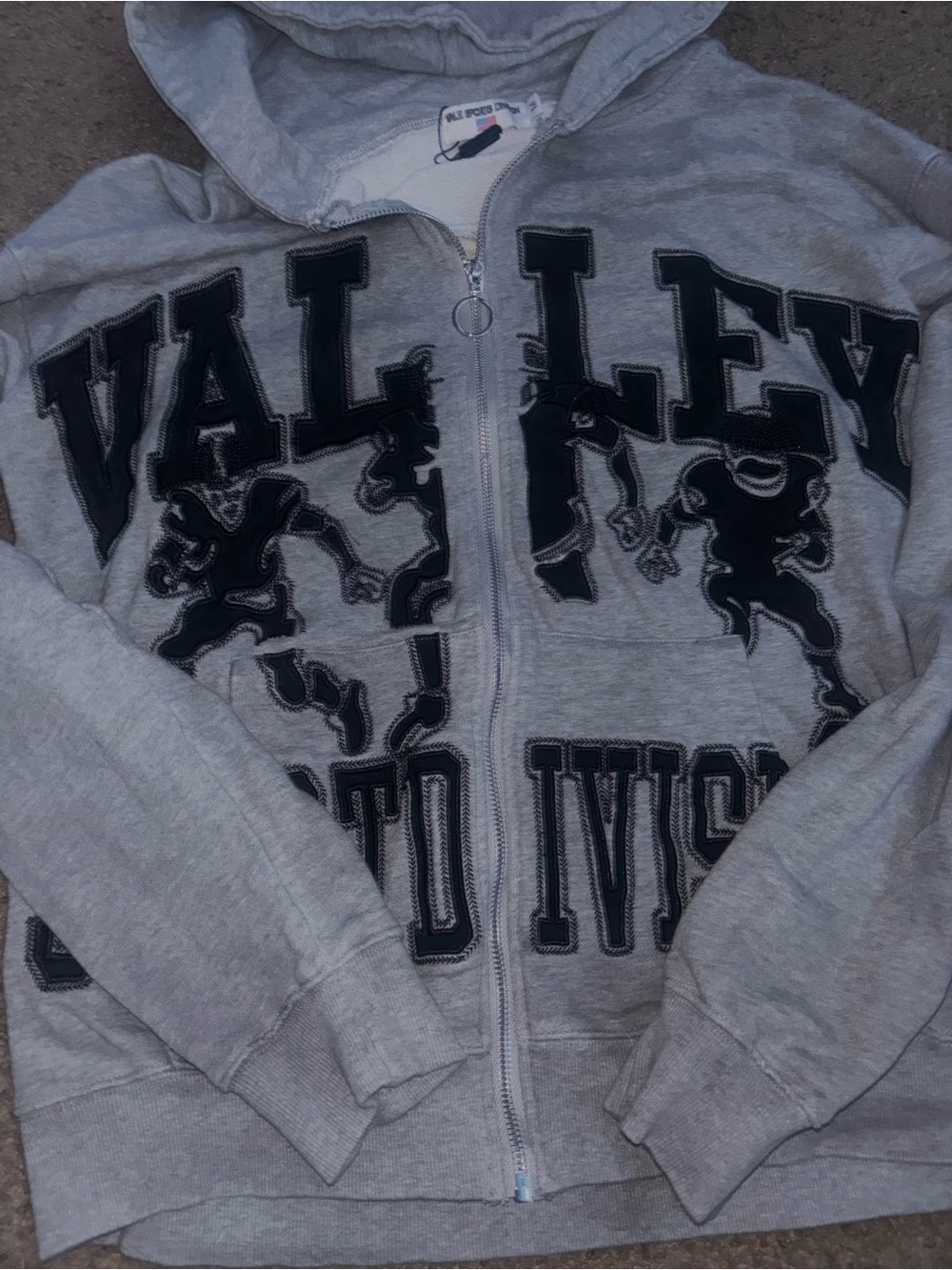 Valley Sports Division Graphic Zip-Up Hoodie Jacket - Gray